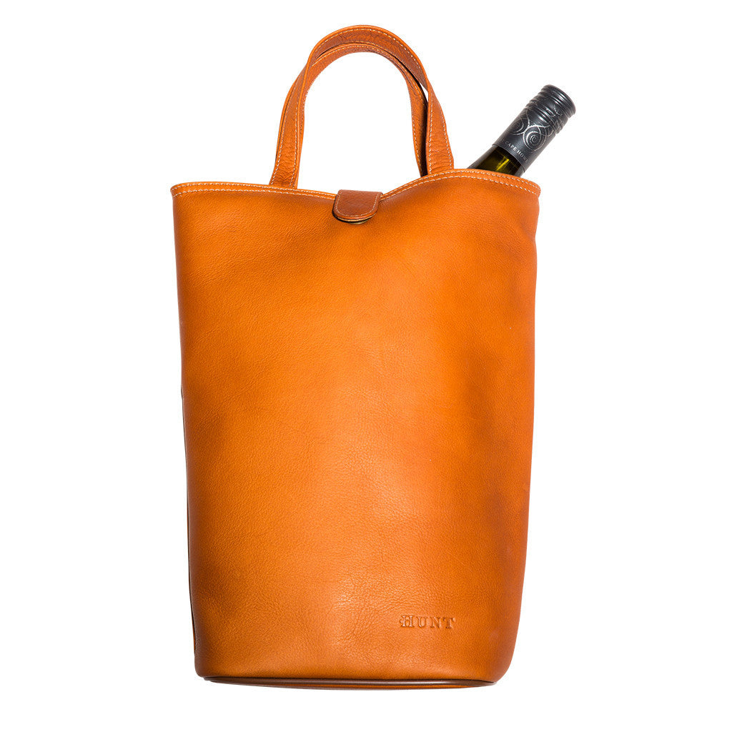 HUNT LEATHER WINE TOTE